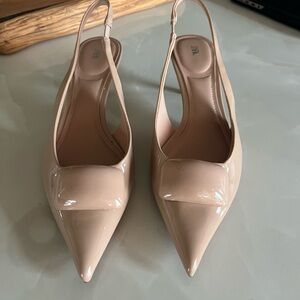 Zara Women's Nude Pointed Slingback Heels